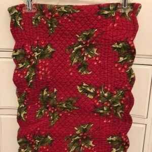 Christmas Holiday Quilted Holly Reversible Runner size 67x14 in